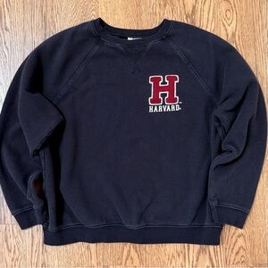 Divided Black Crewneck Sweatshirt with Red Harvard 'H' Patch
